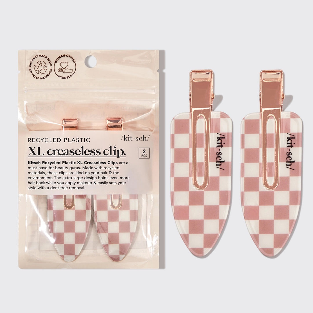 Creaseless Hair Clips 2pc- Terracotta Check