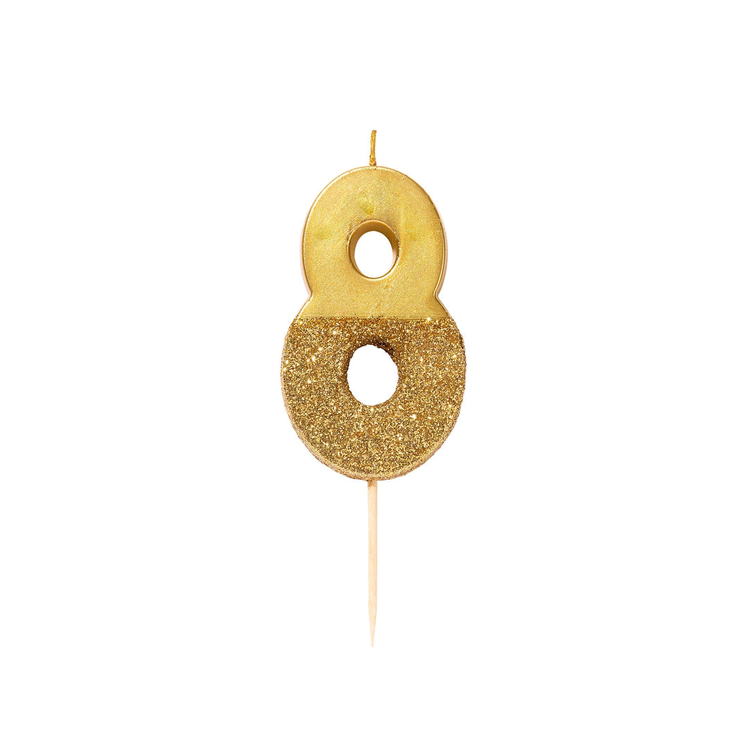 Gold Glitter Number Candle