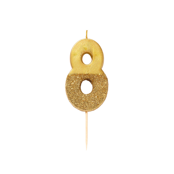 Gold Glitter Number Candle