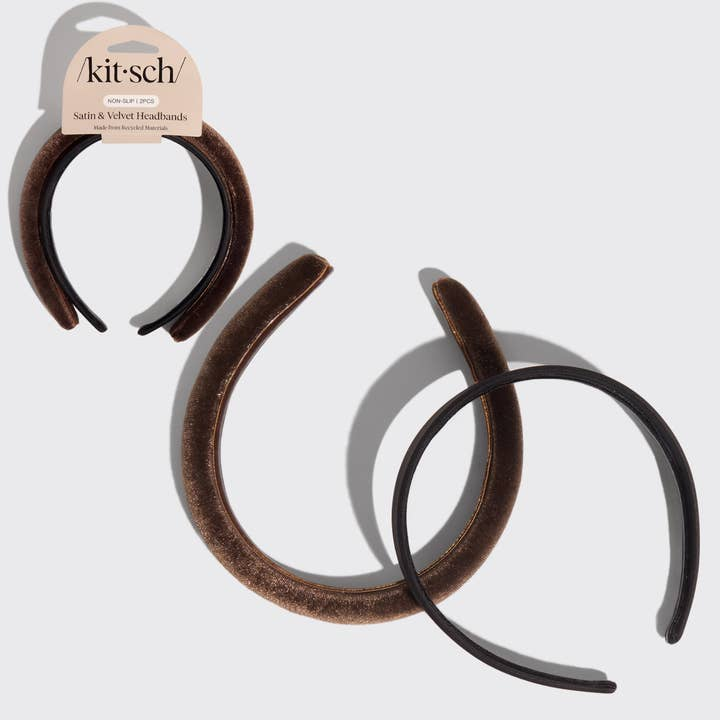 Black/Choco Satin &amp; Velvet Headbands
