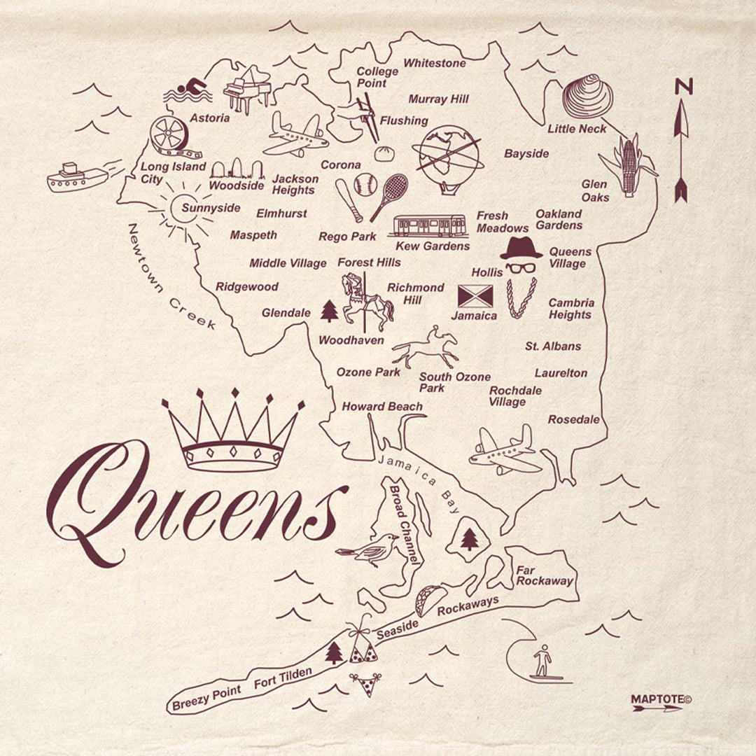 Queens Map Dish Towel
