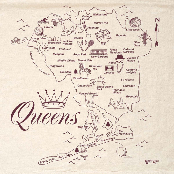 Queens Map Dish Towel