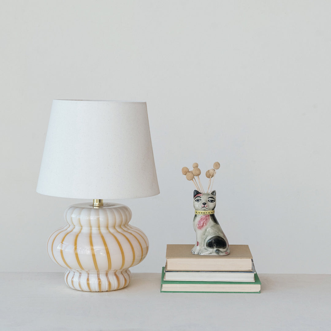 Hand-Painted Vintage Reproduction Cat Vase