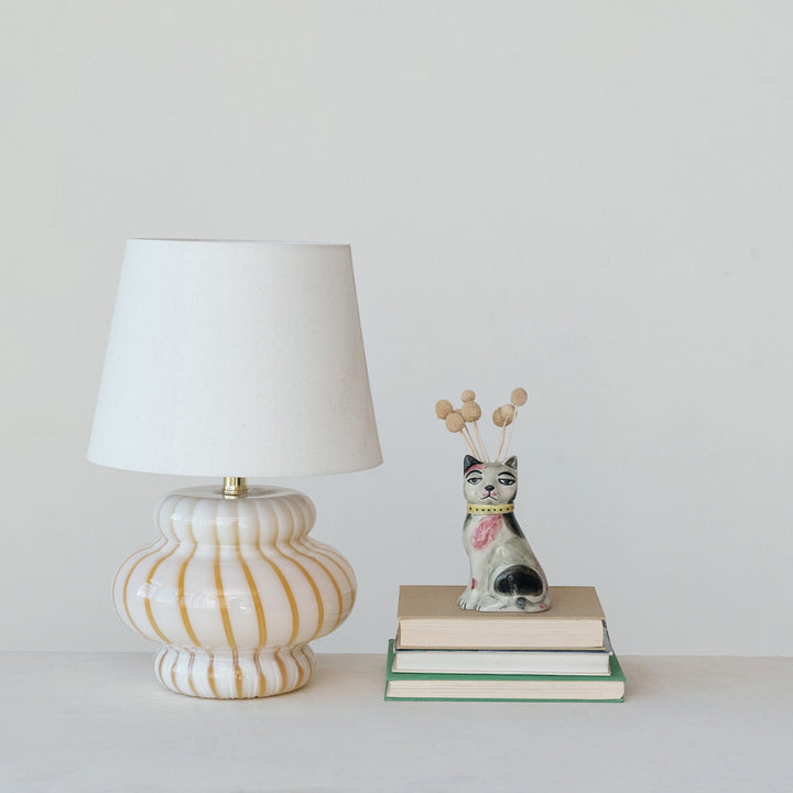 Hand-Painted Vintage Reproduction Cat Vase