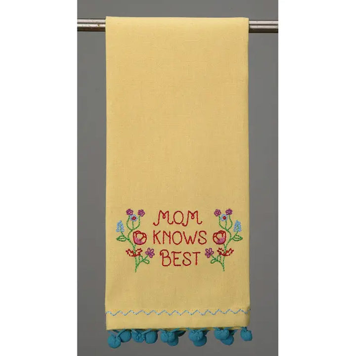 Mom Knows Best Embroidered Kitchen Towel