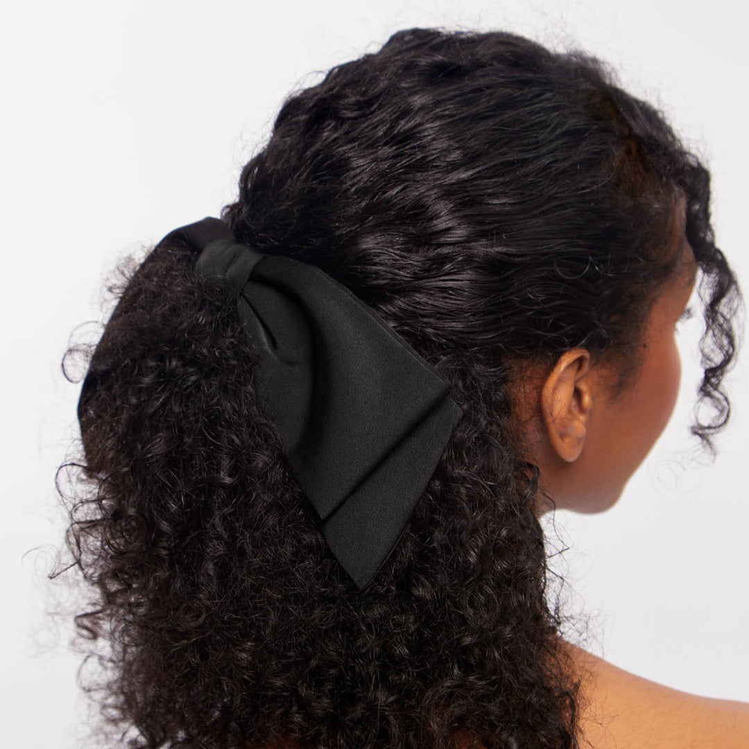 Recycled Fabric Bow Hair Clip - Black
