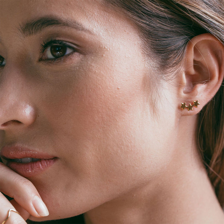 Gold Amano Studs - Cluster Stars
