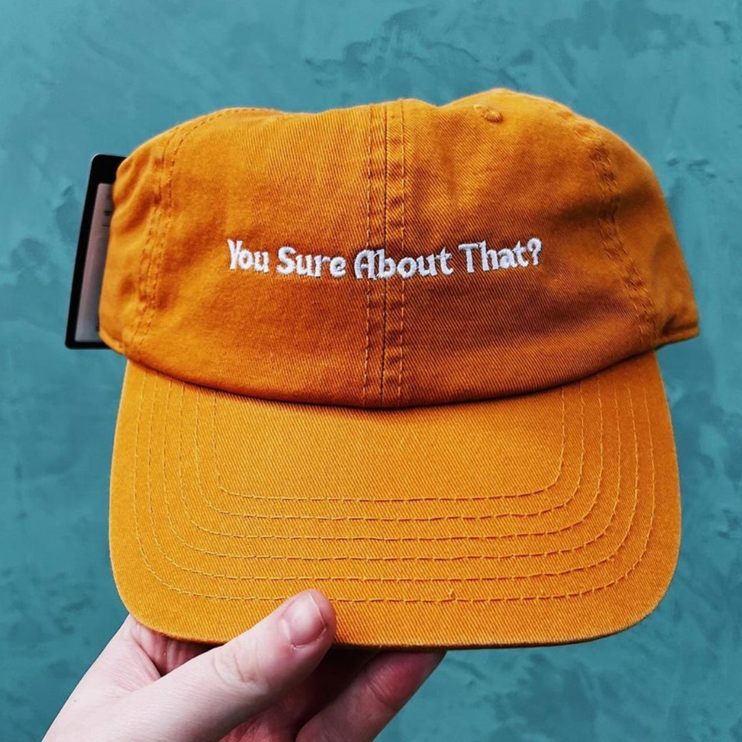 You Sure? Hat - Mustard Hat/White Thread