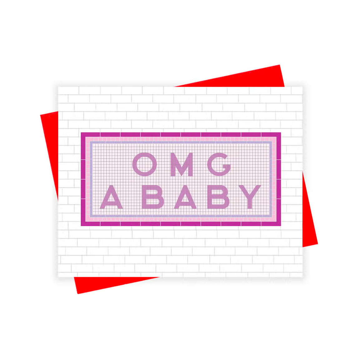 Subway Tile OMG Baby Greeting Card