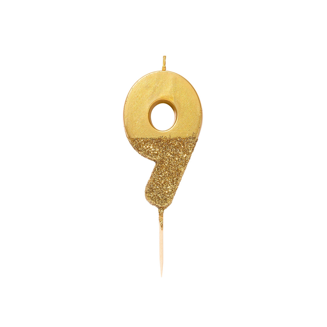Gold Glitter Number Candle