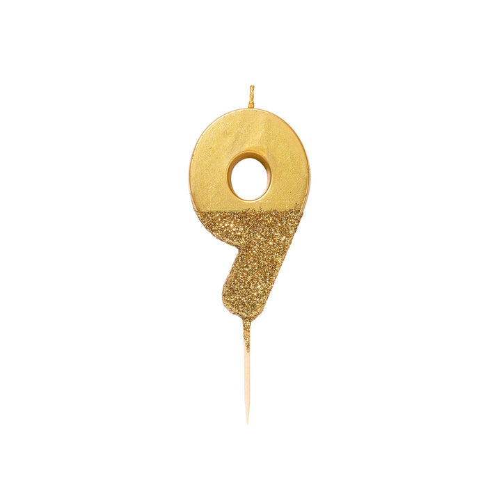 Gold Glitter Number Candle