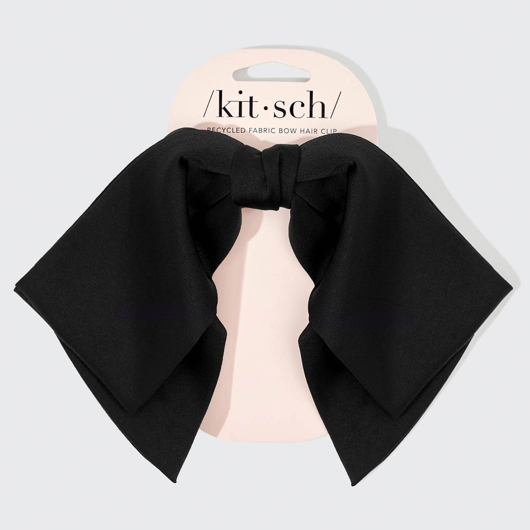 Recycled Fabric Bow Hair Clip - Black