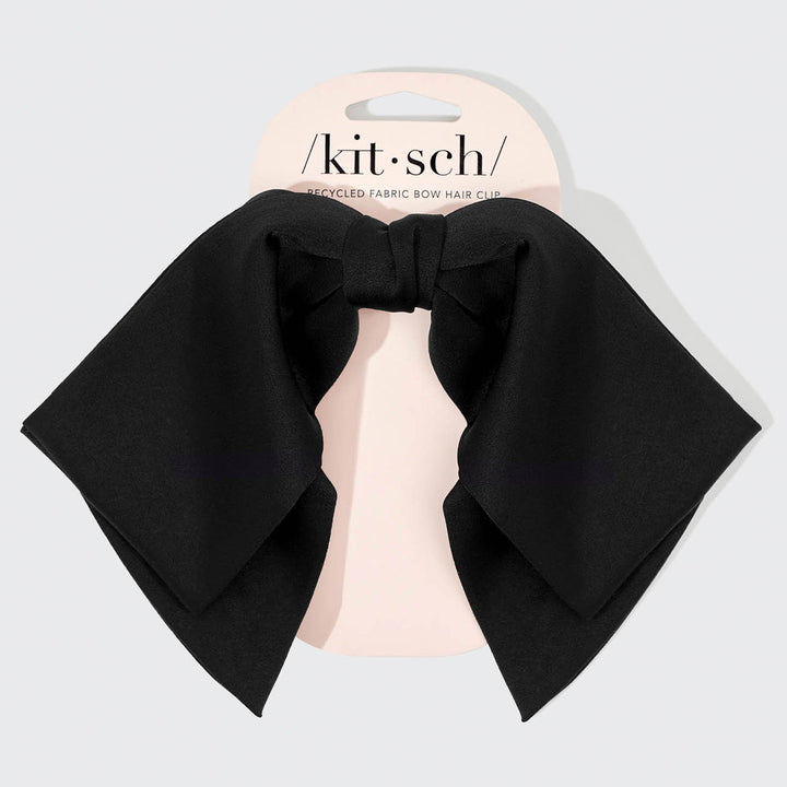 Recycled Fabric Bow Hair Clip - Black