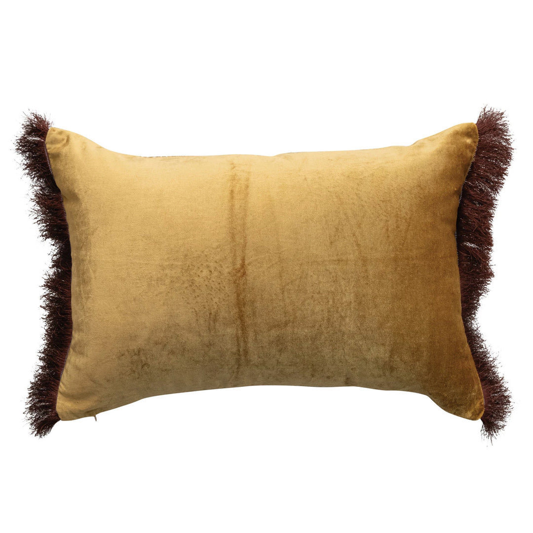Velvet Tiger Lumbar Pillow w/ Fringe