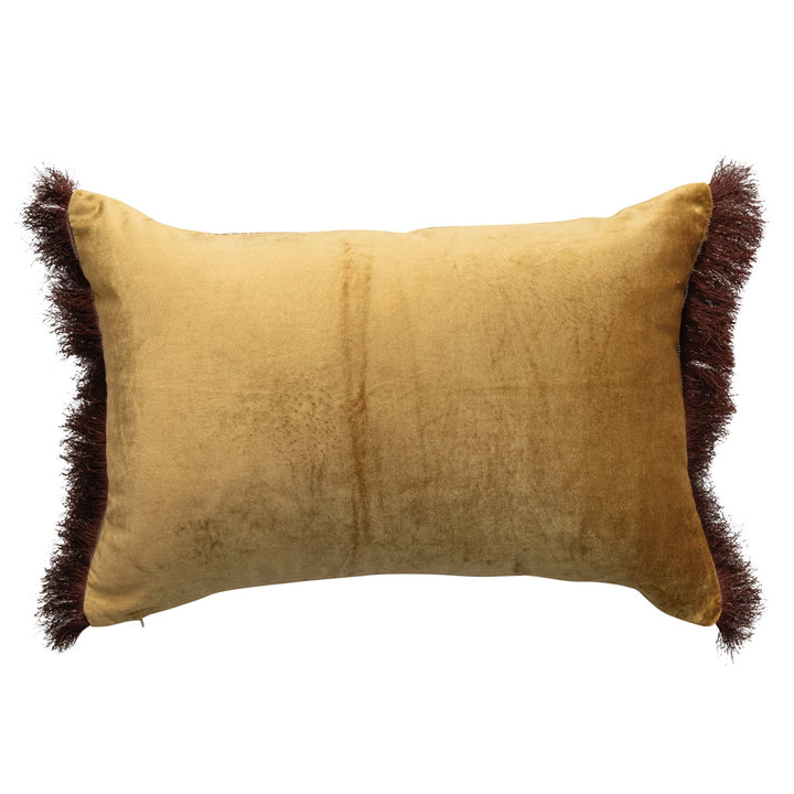 Velvet Tiger Lumbar Pillow w/ Fringe