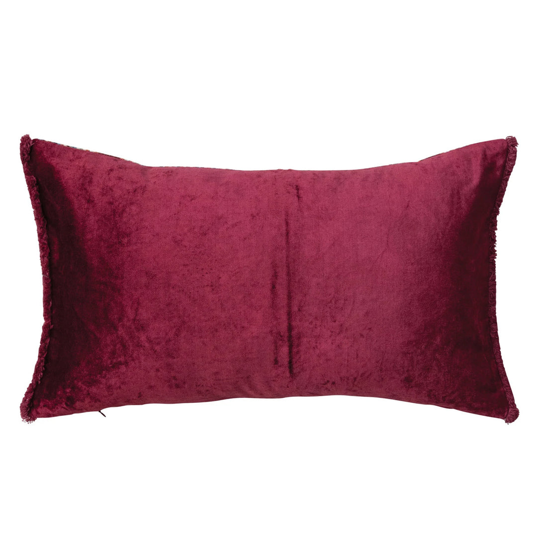 Velvet Tibetan Tigers Lumbar Pillow w/ Beads