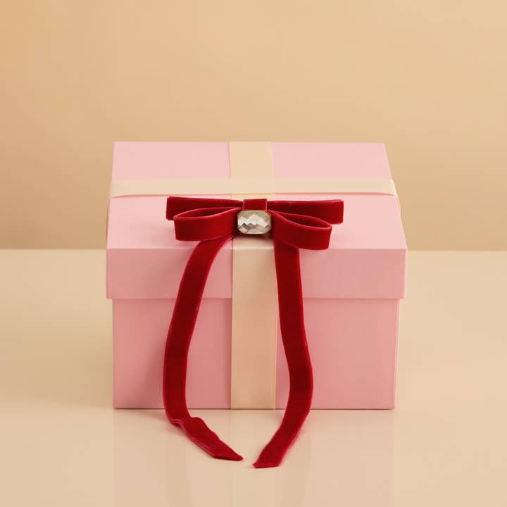 Holiday Velvet &amp; Gemstone Bow Hair Clip