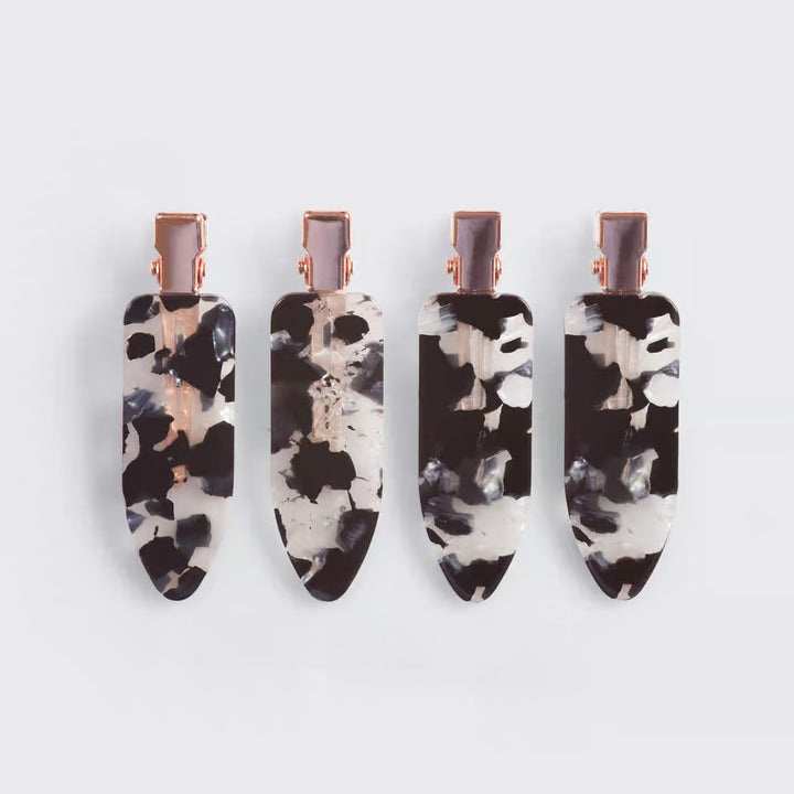 Creaseless Hair Clips- Black Terrazzo