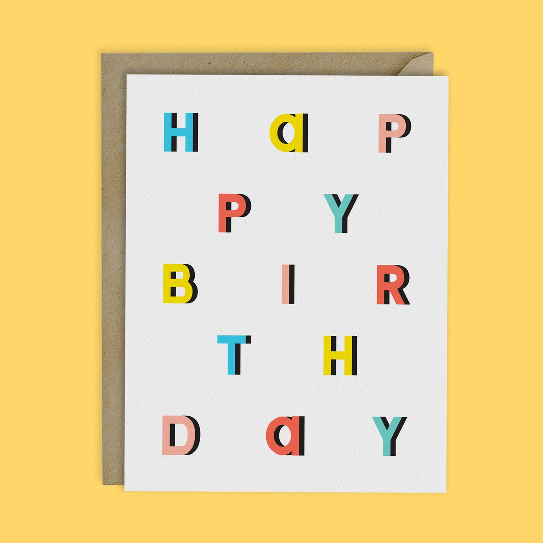 Modern Typography Happy Birthday Card