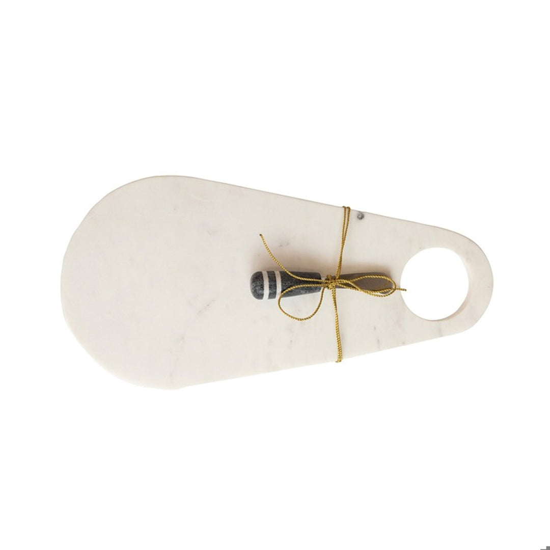 16"L x 8"W Marble Cheese/Serving Board &amp; Canape Knife