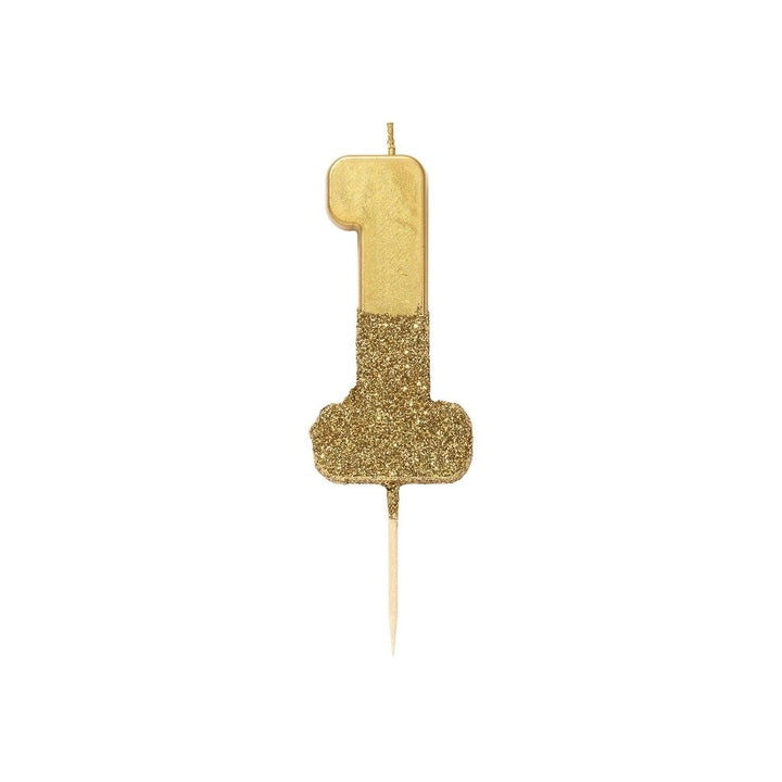 Gold Glitter Number Candle