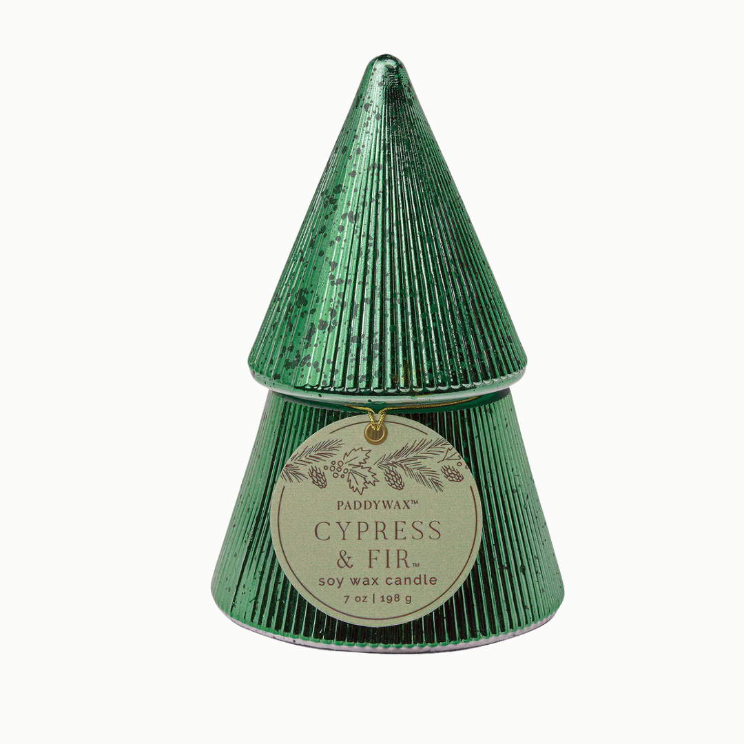 Cypress &amp; Fir Glass Tree Candle