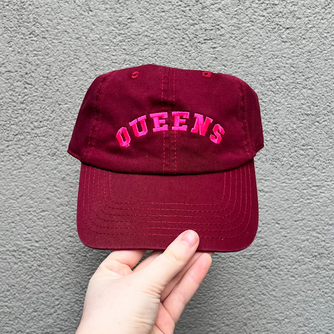 Queens Arch Hat- Burgundy w/ Hot Pink