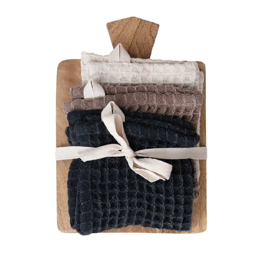 Waffle Weave Dish Cloths w/ Rectangle Board