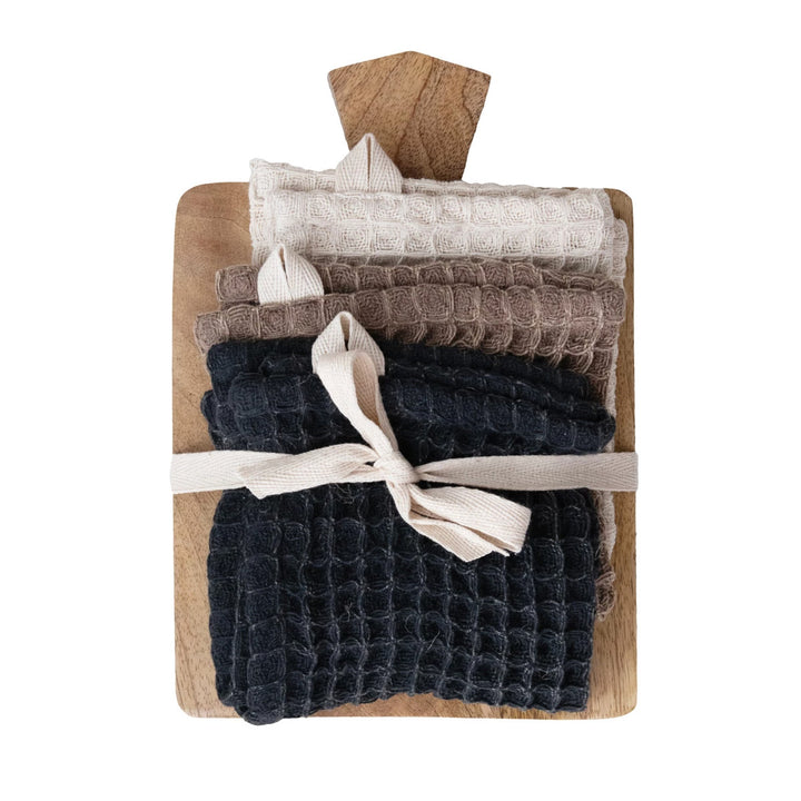 Waffle Weave Dish Cloths w/ Rectangle Board