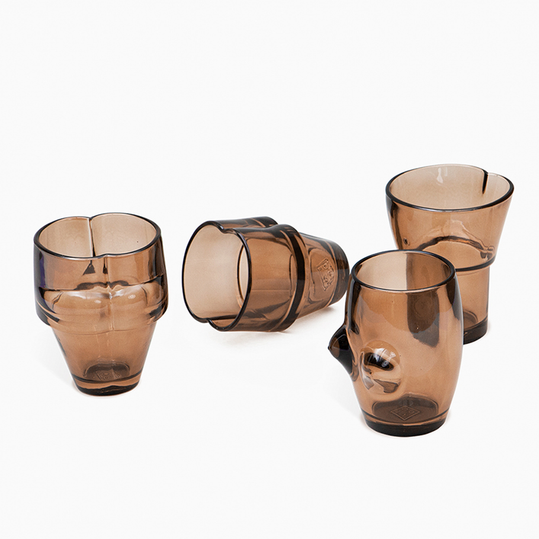 Body Stackable Glasses in Brown
