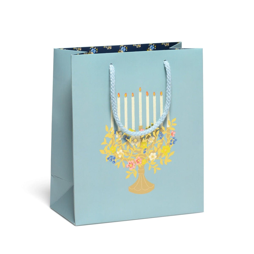 Floral Menorah Med Gift Bag - Lockwood Shop - Red Cap Cards