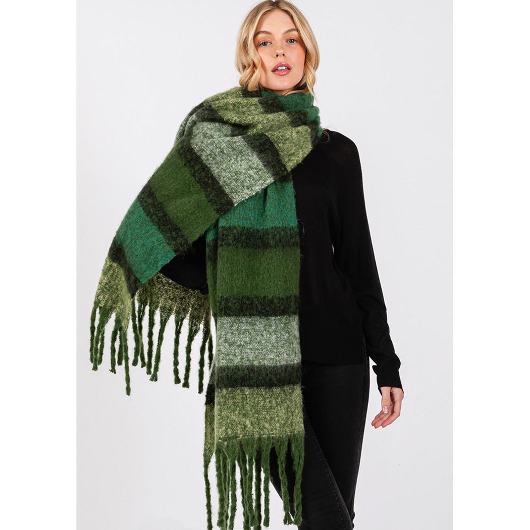 Green Stripe Scarf - Lockwood Shop - Miz Fashion