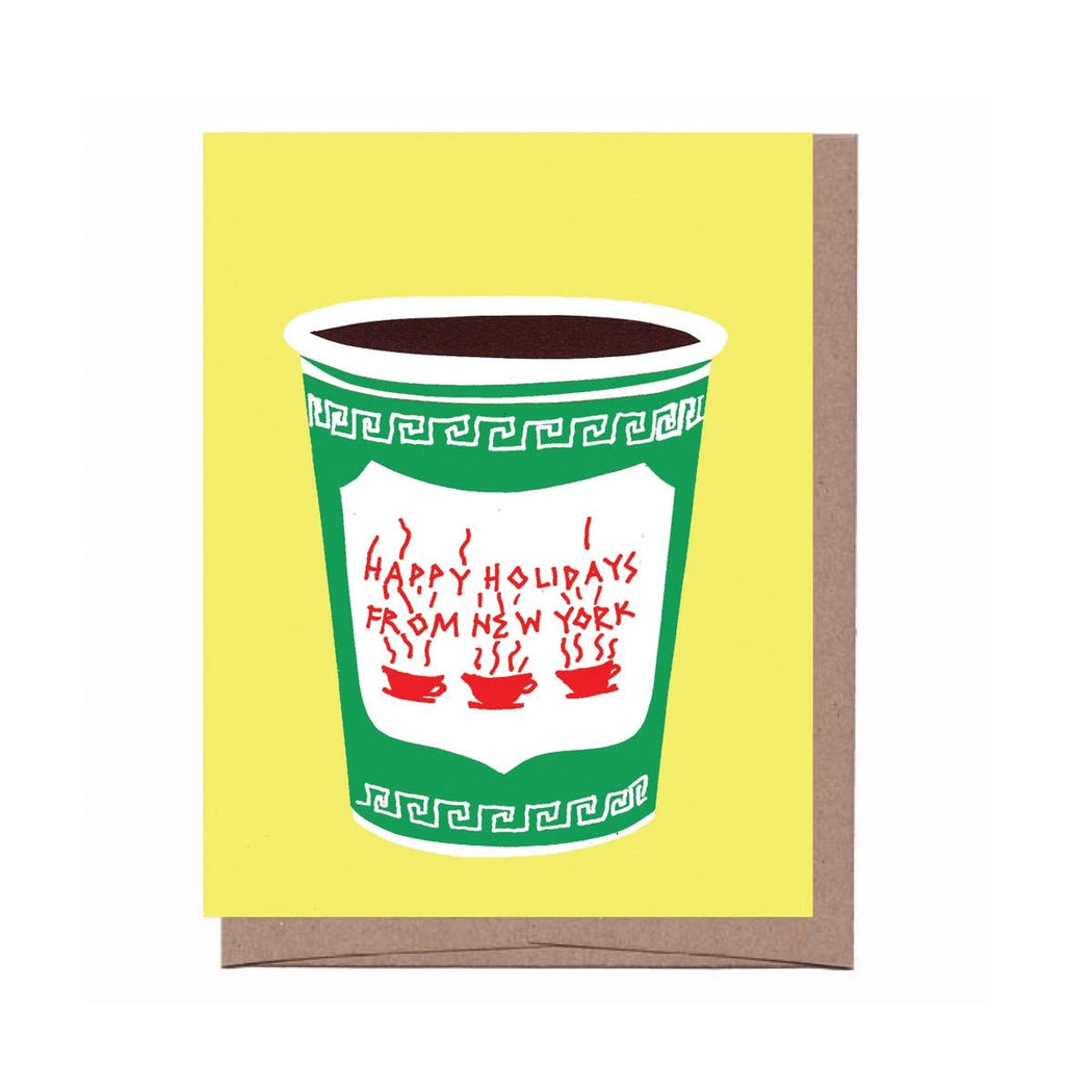 NYC Holiday Coffee Cup - Box of 8 Cards - Lockwood Shop - La Familia Green