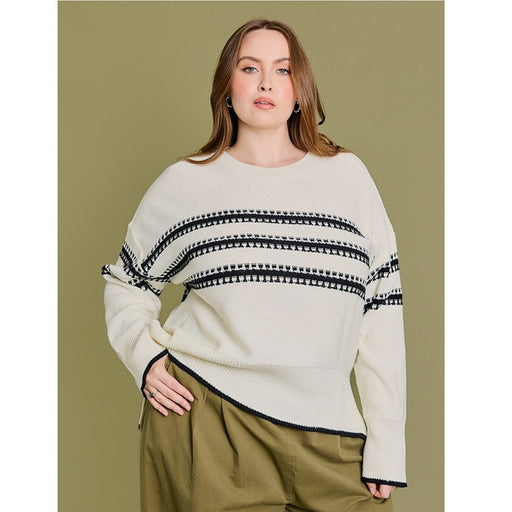 Plus Long Sleeve Striped Sweater - Lockwood Shop - Gilli