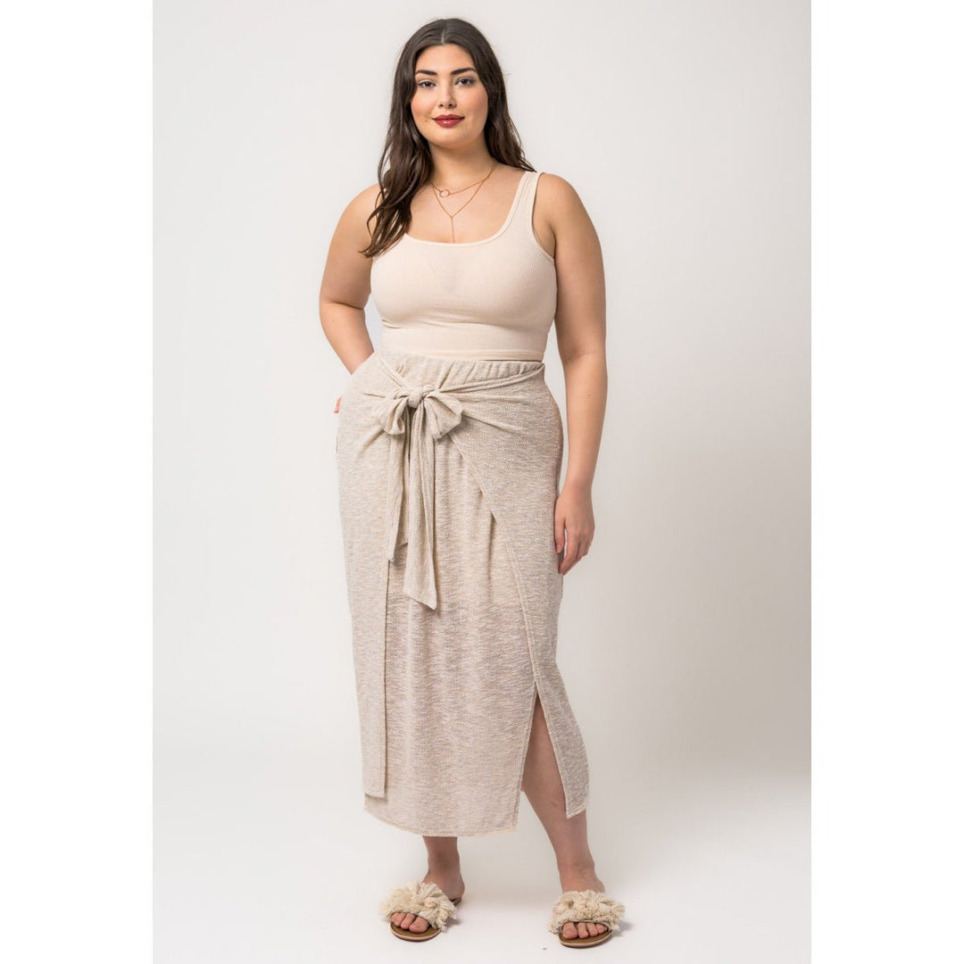 Plus Wrap Tie Maxi Skirt in Oatmeal - Lockwood Shop - Gilli
