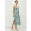 Satin Slip Midi Dress - Spruce Print - Lockwood Shop - Be Cool