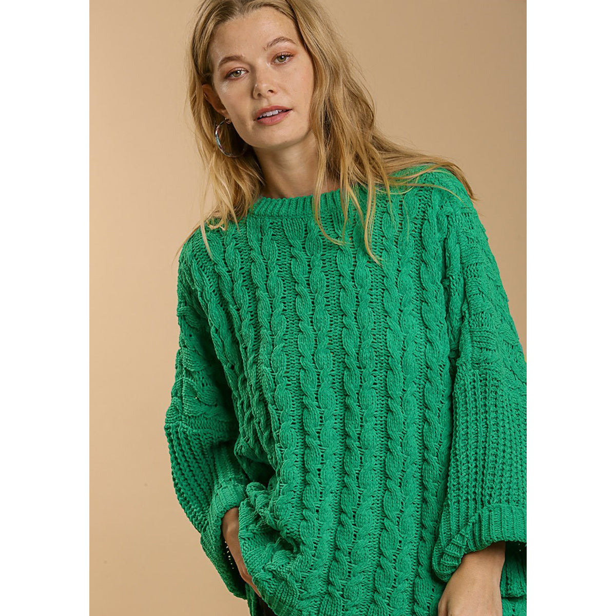 Women wearing green sweater