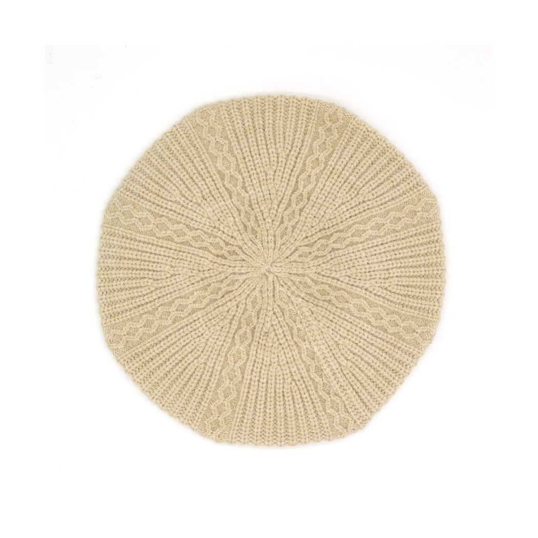 Solid Knit Beret - Beige - Lockwood Shop - Miz Fashion