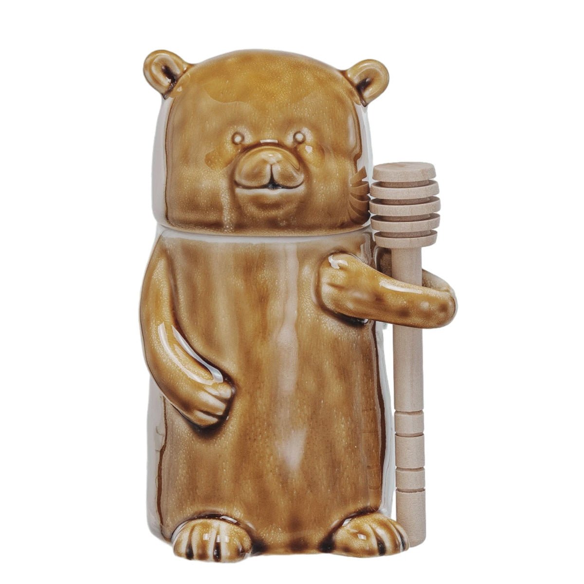 Stoneware Honey Jar w/ Wood Honey Dipper - Lockwood Shop - Creative Co - Op