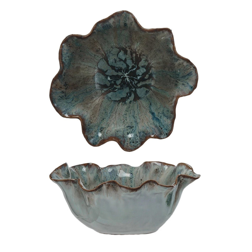 Stoneware Ruffled Bowl, Reactive Glaze - Lockwood Shop - Creative Co - Op