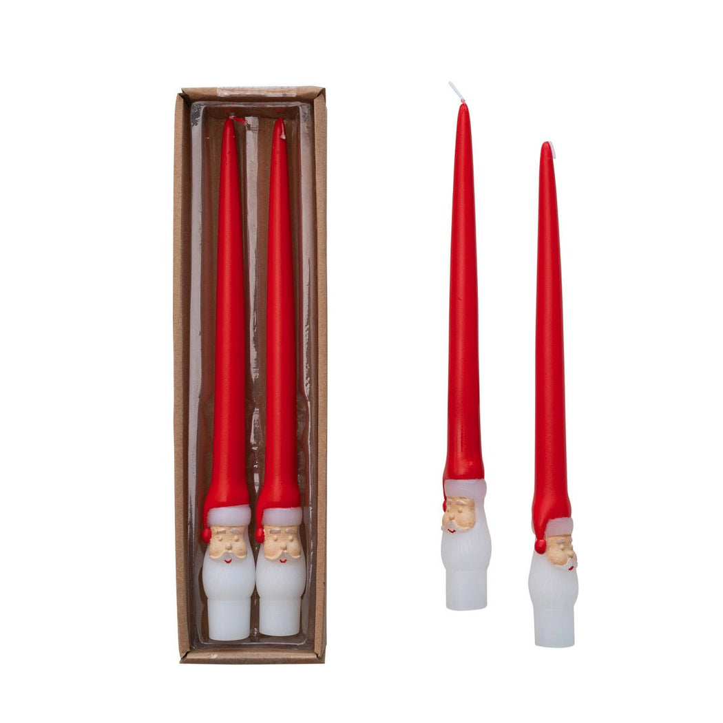 10"H Unscented Santa Taper Candles in Box, Set of 2 - Lockwood Shop - Creative Co-Op