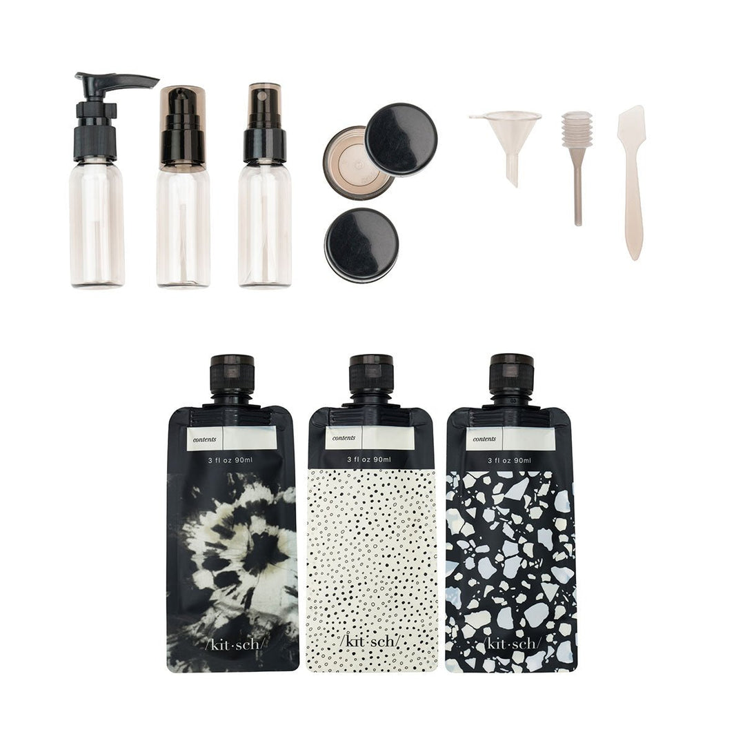 11pc Travel Bottle Set - Black - Lockwood Shop - Kitsch
