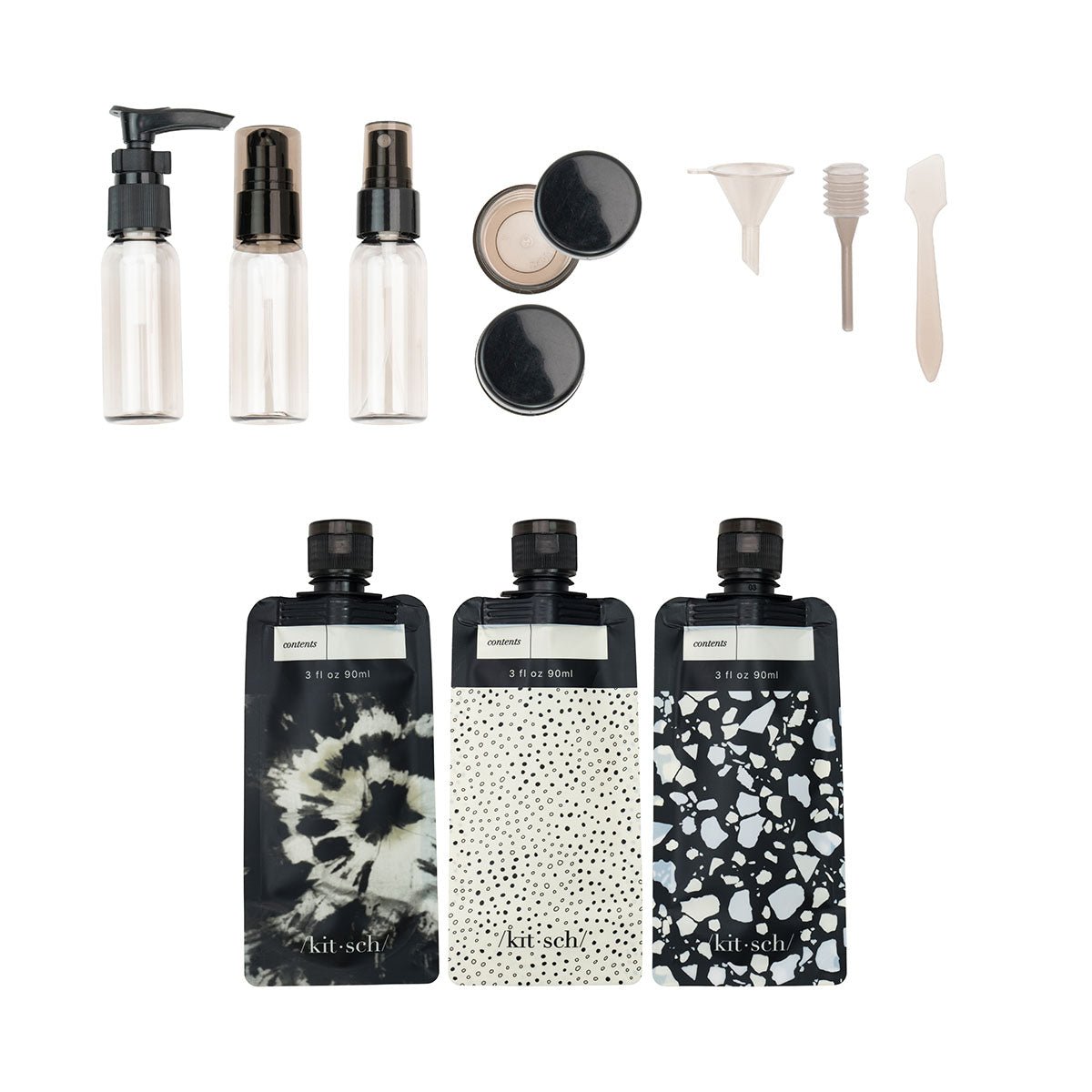 11pc Travel Bottle Set - Black - Lockwood Shop - Kitsch