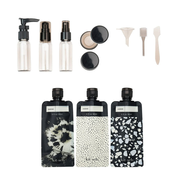 11pc Travel Bottle Set - Black - Lockwood Shop - Kitsch