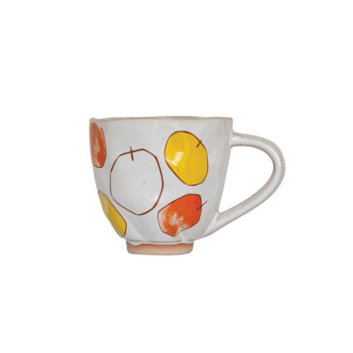 12 oz. Stoneware Mug w/ Fruit Pattern - Lockwood Shop - Creative Co-Op