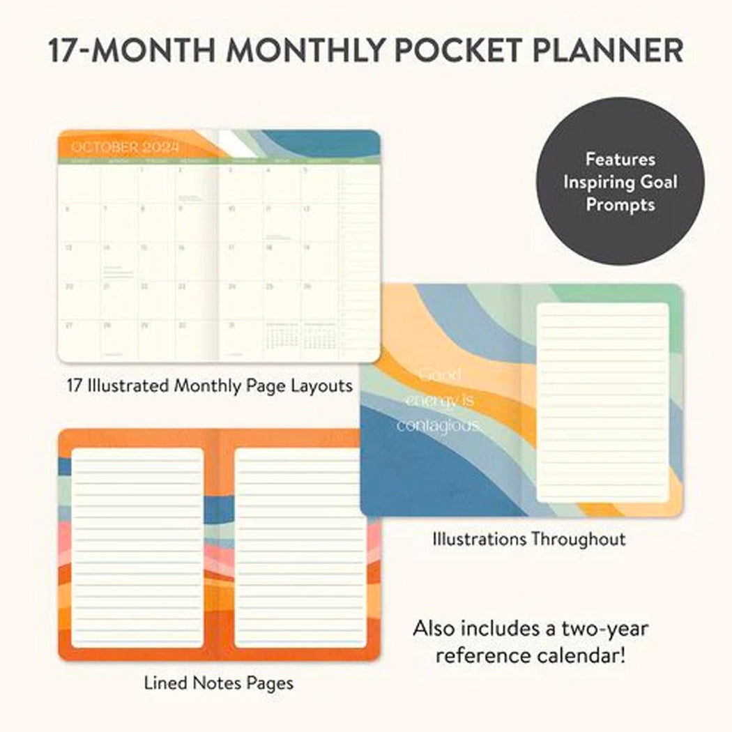 2023-2024 Rainbow Waves Monthly Pocket Planner - Lockwood Shop - Studio Oh