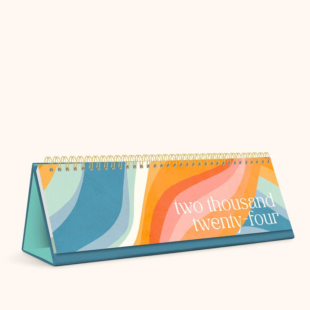 2024 Rainbow Waves Weekly Keyboard Easel Calendar - Lockwood Shop - Studio Oh