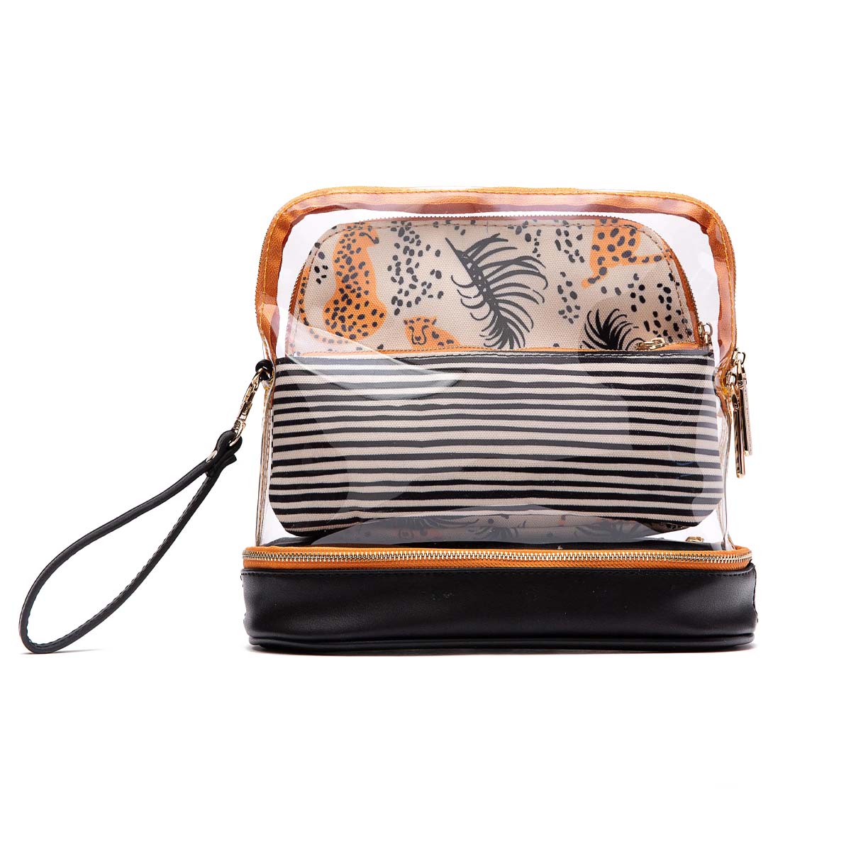 3-In-1 Cosmetic Bag - Cheetah/Stripe - Lockwood Shop - Hang Accessories