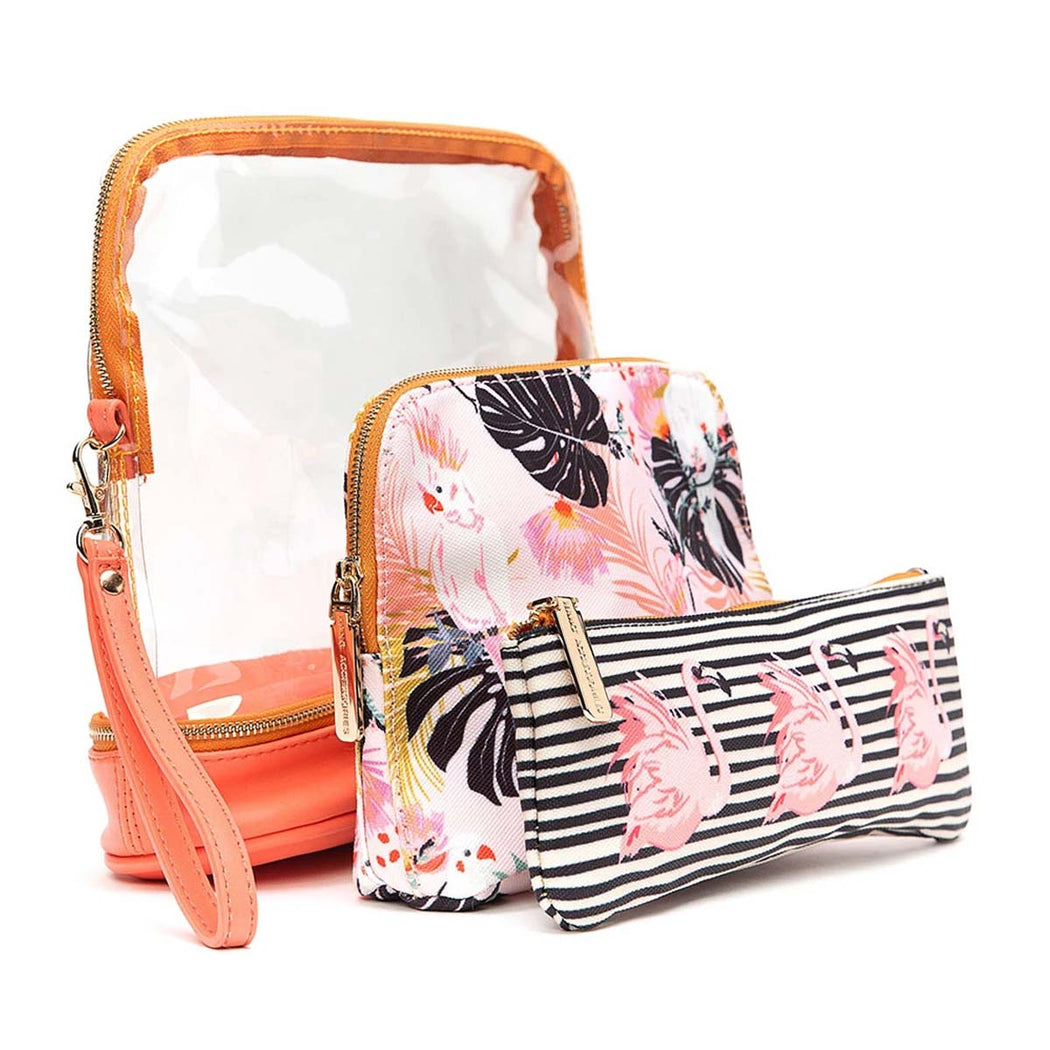 3-In-1 Cosmetic Bag - Cheetah/Stripe - Lockwood Shop - Hang Accessories