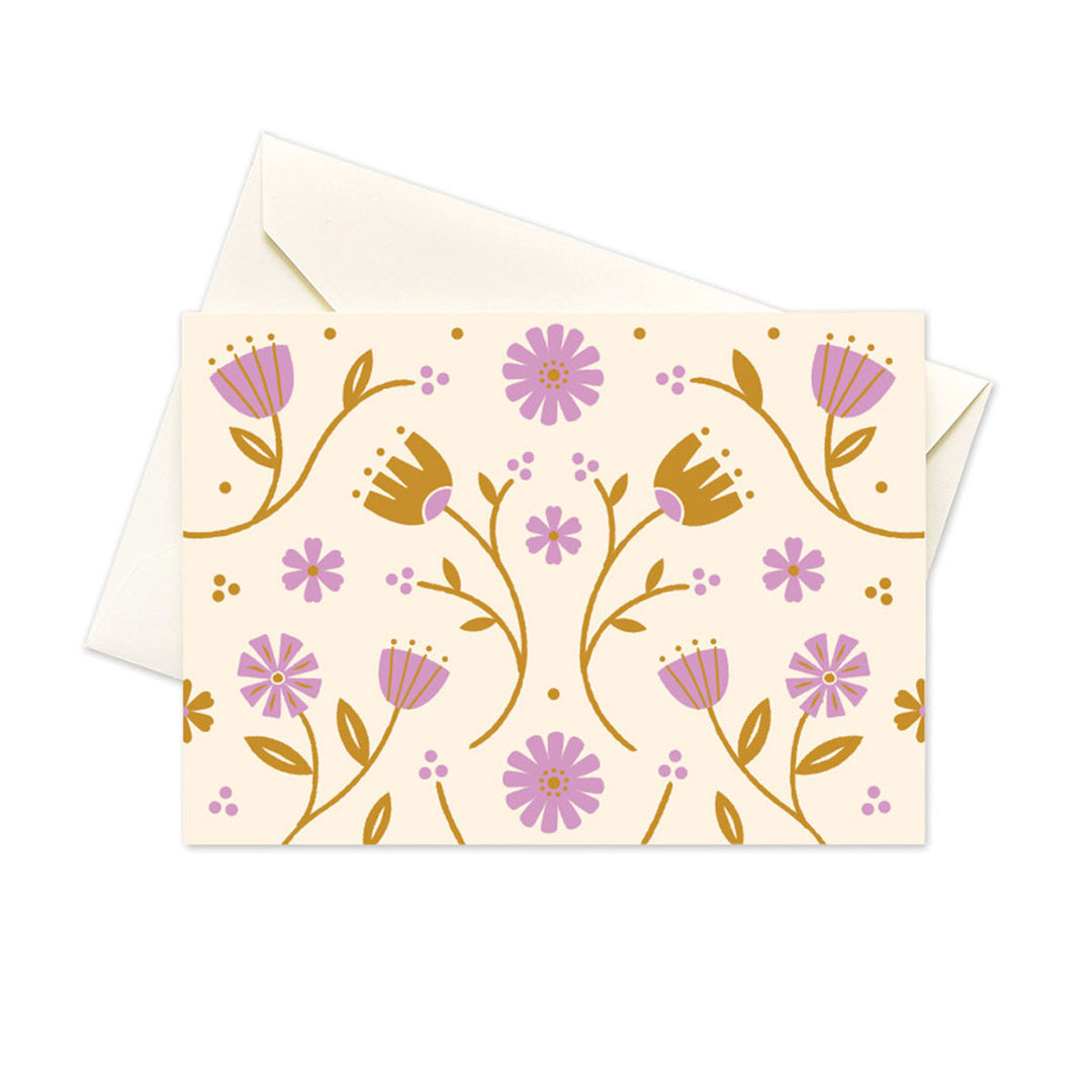 Folk Floral Lilac Note Cards - Box of 10